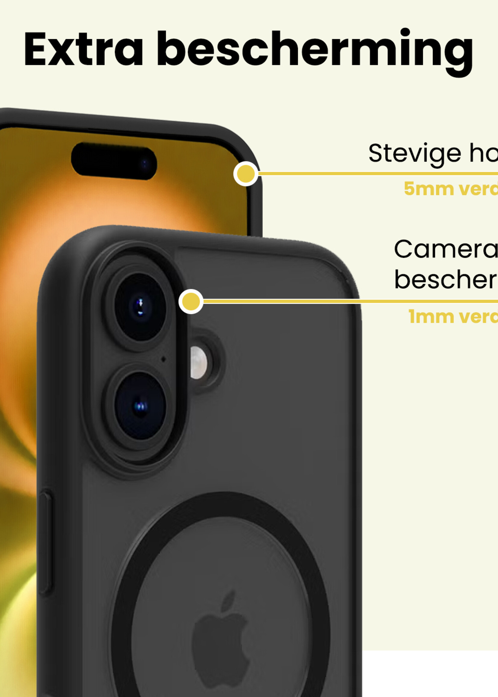 LUQ LUQ iPhone 16 Plus Magsafe Hoesje Zwart Met Screenprotector