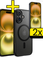 LUQ LUQ iPhone 16 Plus Magsafe Hoesje Zwart Met 2x Screenprotector