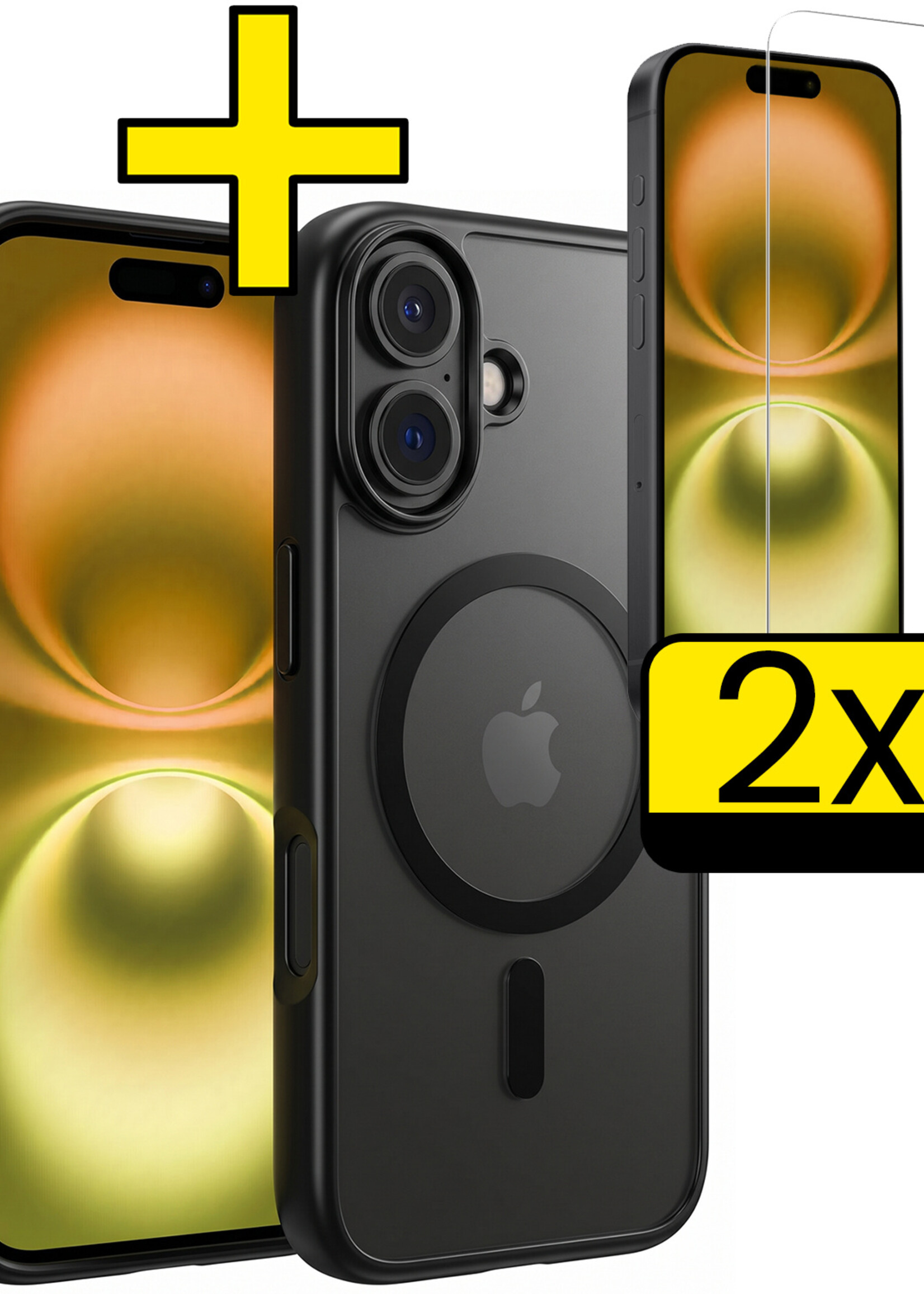 LUQ LUQ iPhone 16 Plus Magsafe Hoesje Zwart Met 2x Screenprotector