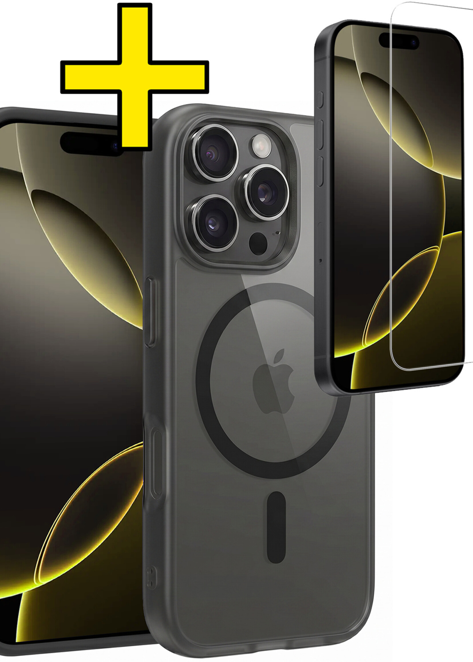 LUQ LUQ iPhone 16 Pro Max Magsafe Hoesje Zwart Met Screenprotector