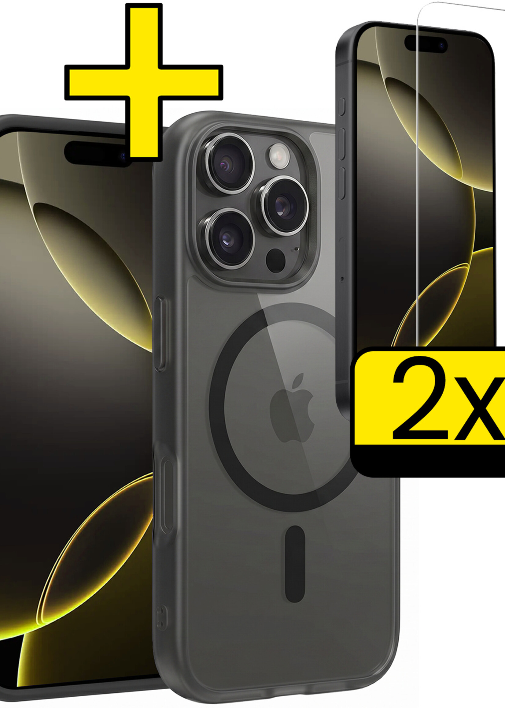LUQ LUQ iPhone 16 Pro Max Magsafe Hoesje Zwart Met 2x Screenprotector