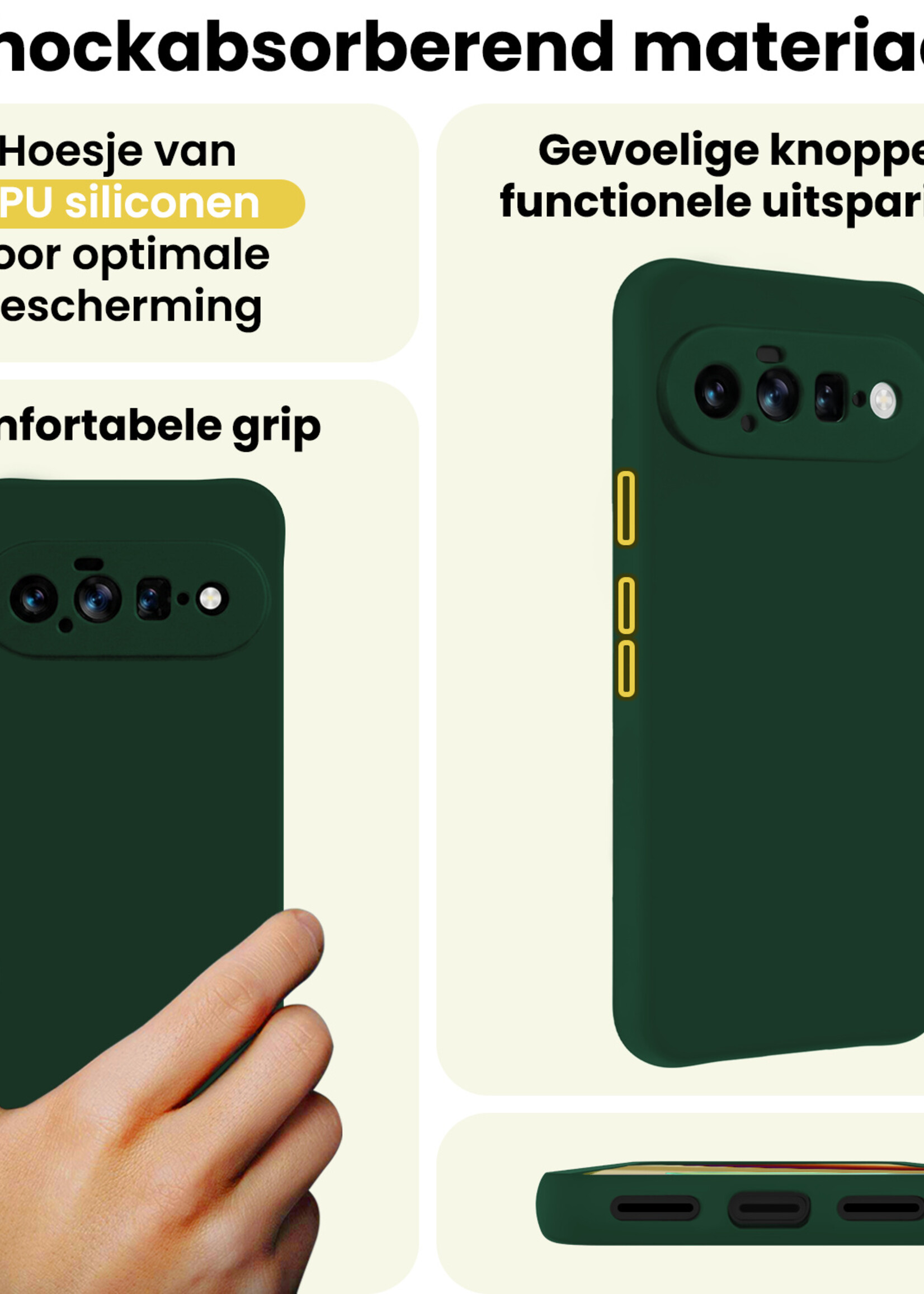 LUQ LUQ Google Pixel 11 Hoesje Siliconen - Donkergroen - 2 PACK