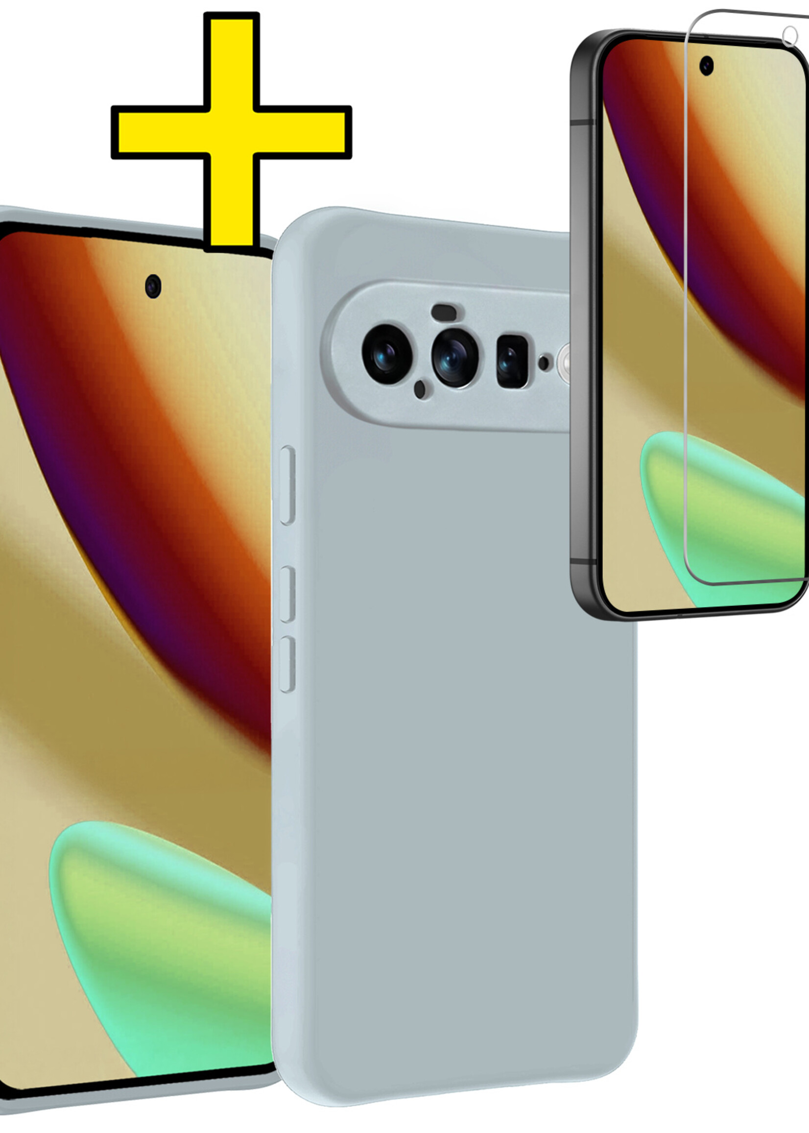 LUQ LUQ Google Pixel 11 Hoesje Siliconen Met Screenprotector - Lichtblauw
