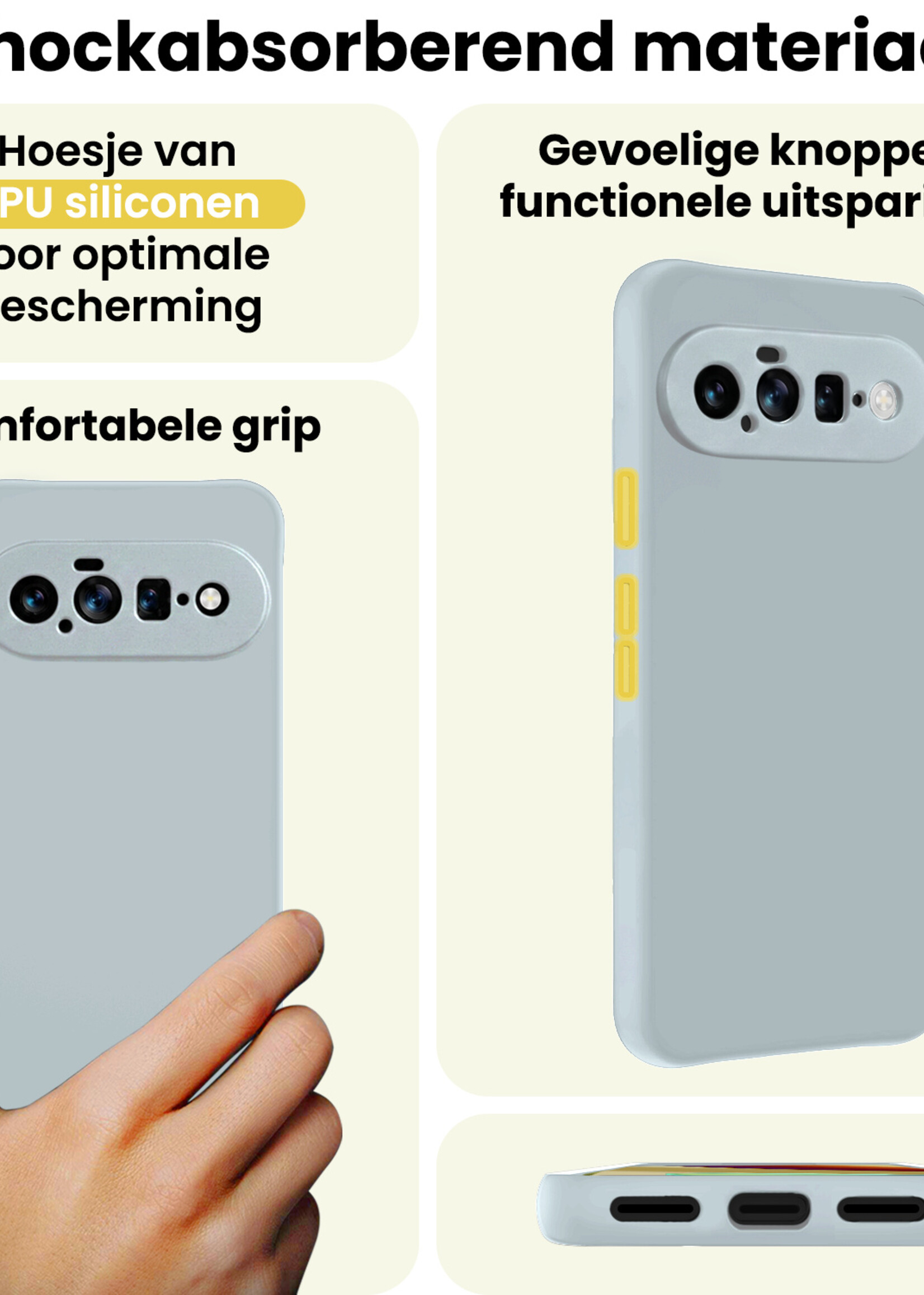 LUQ LUQ Google Pixel 11 Hoesje Siliconen Met Screenprotector - Lichtblauw