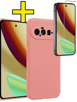 LUQ LUQ Google Pixel 11 Hoesje Siliconen Met Screenprotector - Lichtroze