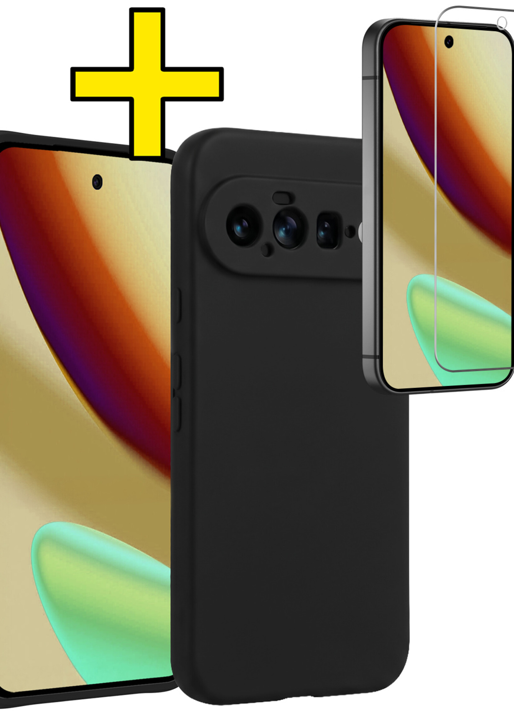 LUQ LUQ Google Pixel 11 Hoesje Siliconen Met Screenprotector - Zwart