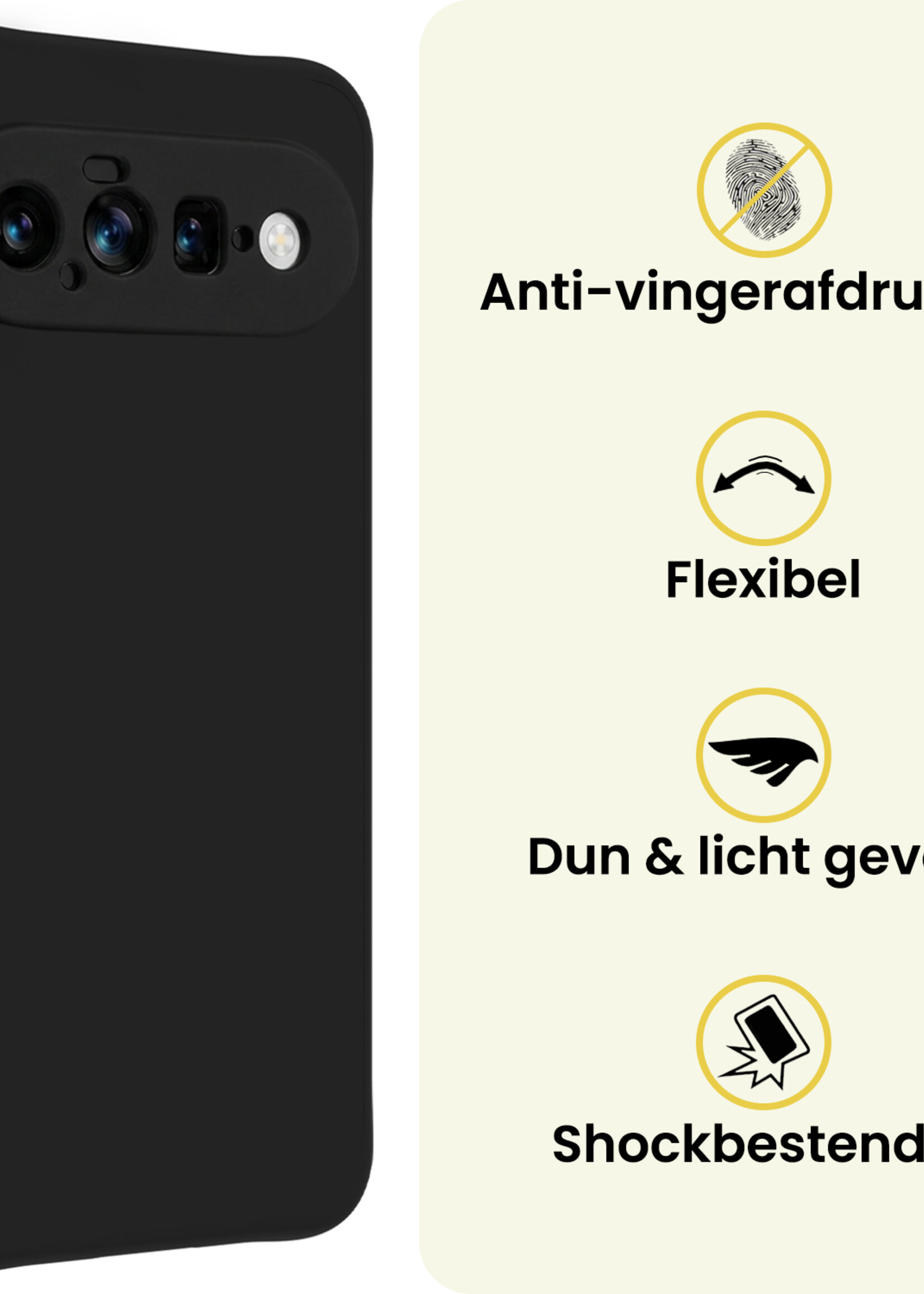 LUQ LUQ Google Pixel 11 Hoesje Siliconen Met Screenprotector - Zwart