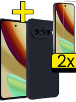 LUQ LUQ Google Pixel 11 Hoesje Siliconen Met 2x Screenprotector - Donkerblauw