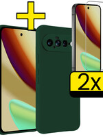 LUQ LUQ Google Pixel 11 Hoesje Siliconen Met 2x Screenprotector - Donkergroen