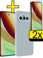 LUQ LUQ Google Pixel 11 Hoesje Siliconen Met 2x Screenprotector - Lichtblauw