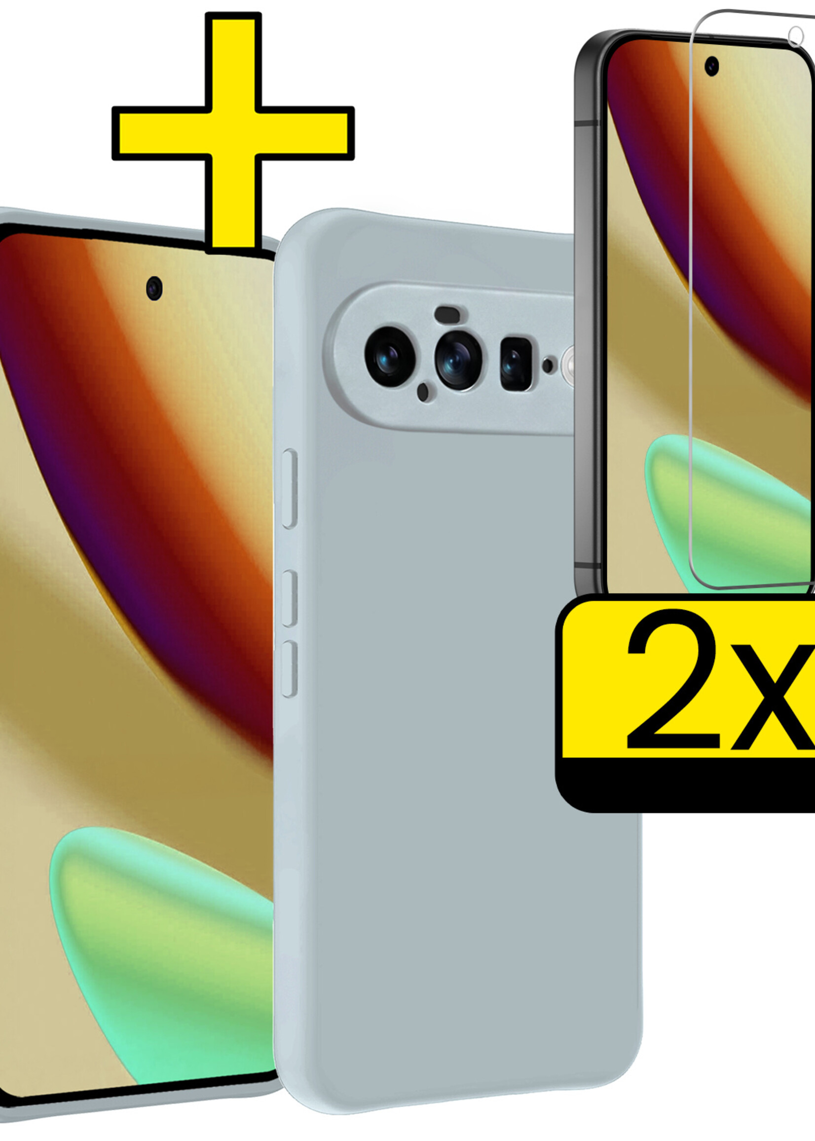 LUQ LUQ Google Pixel 11 Hoesje Siliconen Met 2x Screenprotector - Lichtblauw
