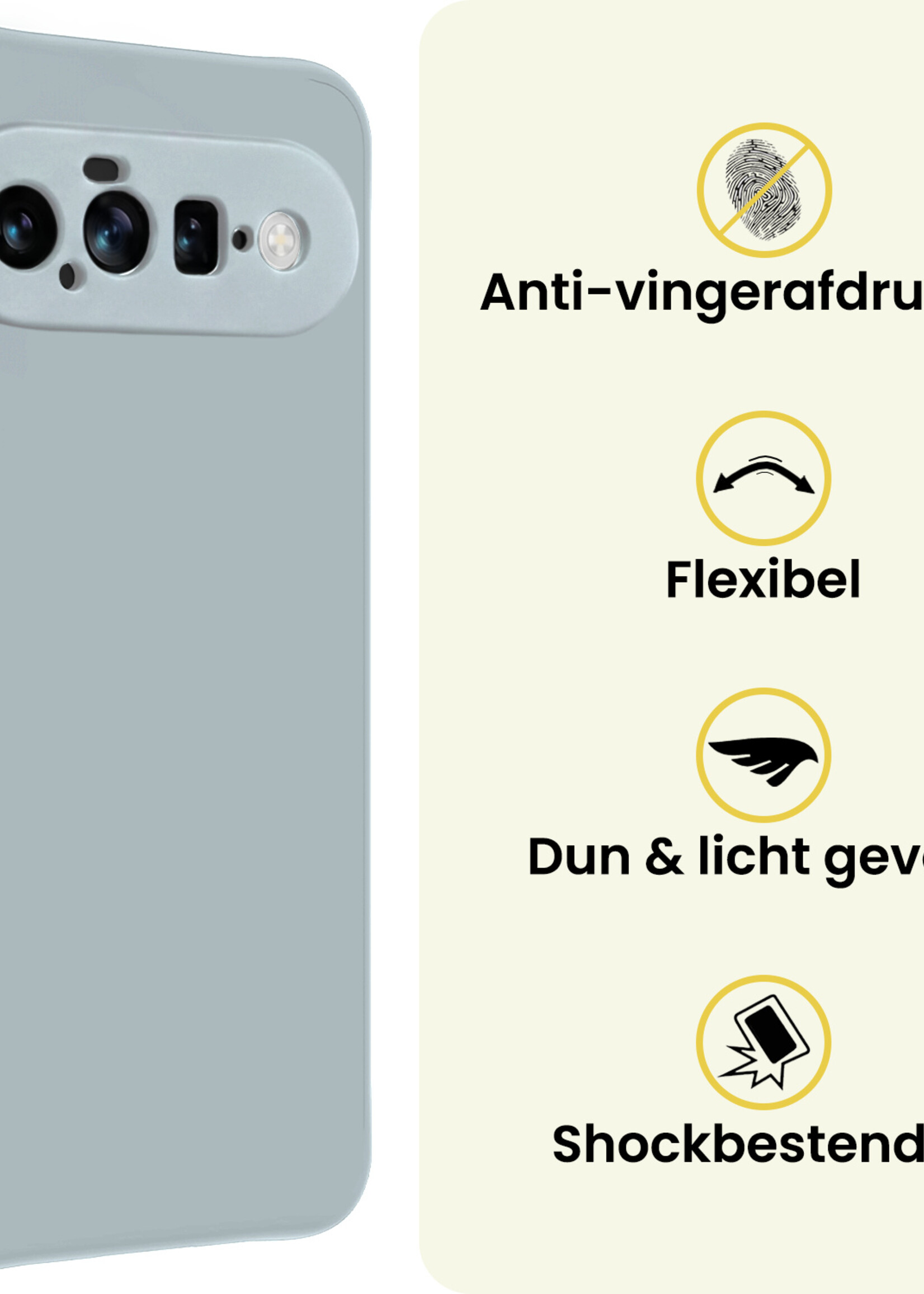 LUQ LUQ Google Pixel 11 Hoesje Siliconen Met 2x Screenprotector - Lichtblauw