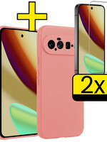 LUQ LUQ Google Pixel 11 Hoesje Siliconen Met 2x Screenprotector - Lichtroze