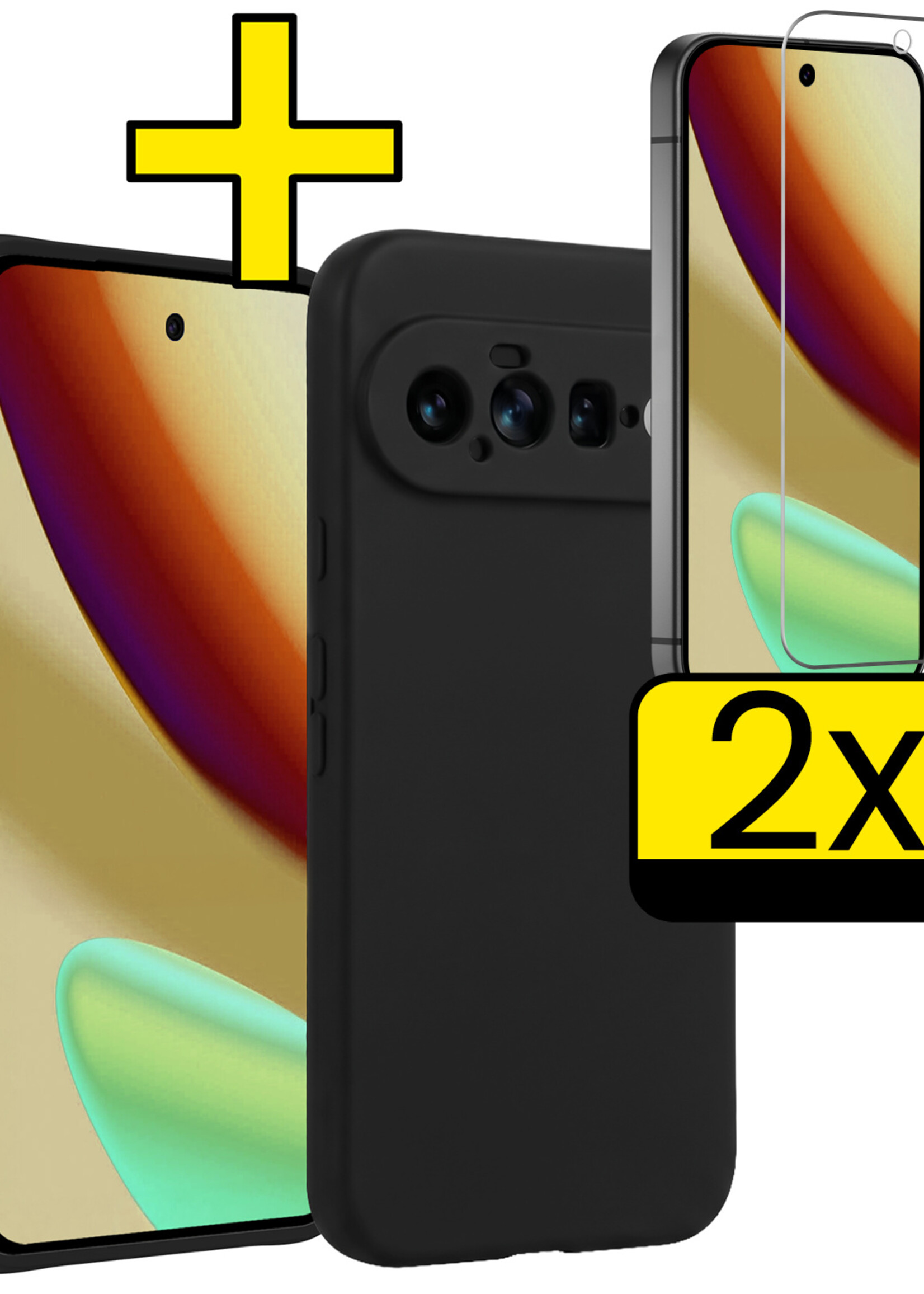 LUQ LUQ Google Pixel 11 Hoesje Siliconen Met 2x Screenprotector - Zwart