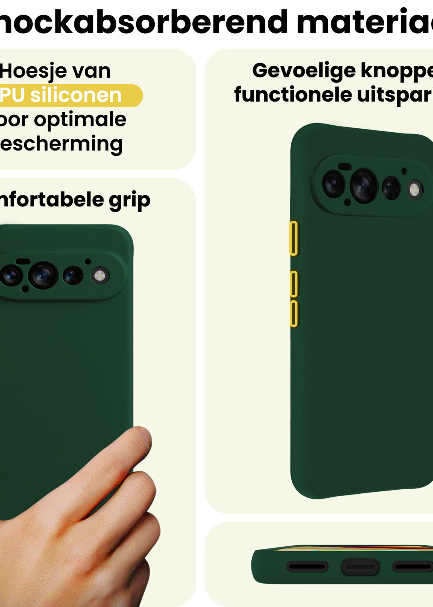 LUQ LUQ Google Pixel 11 Pro Hoesje Siliconen - Donkergroen