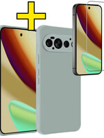 LUQ LUQ Google Pixel 11 Pro Hoesje Siliconen Met Screenprotector - Lichtblauw