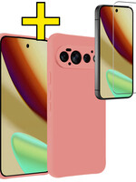 LUQ LUQ Google Pixel 11 Pro Hoesje Siliconen Met Screenprotector - Lichtroze