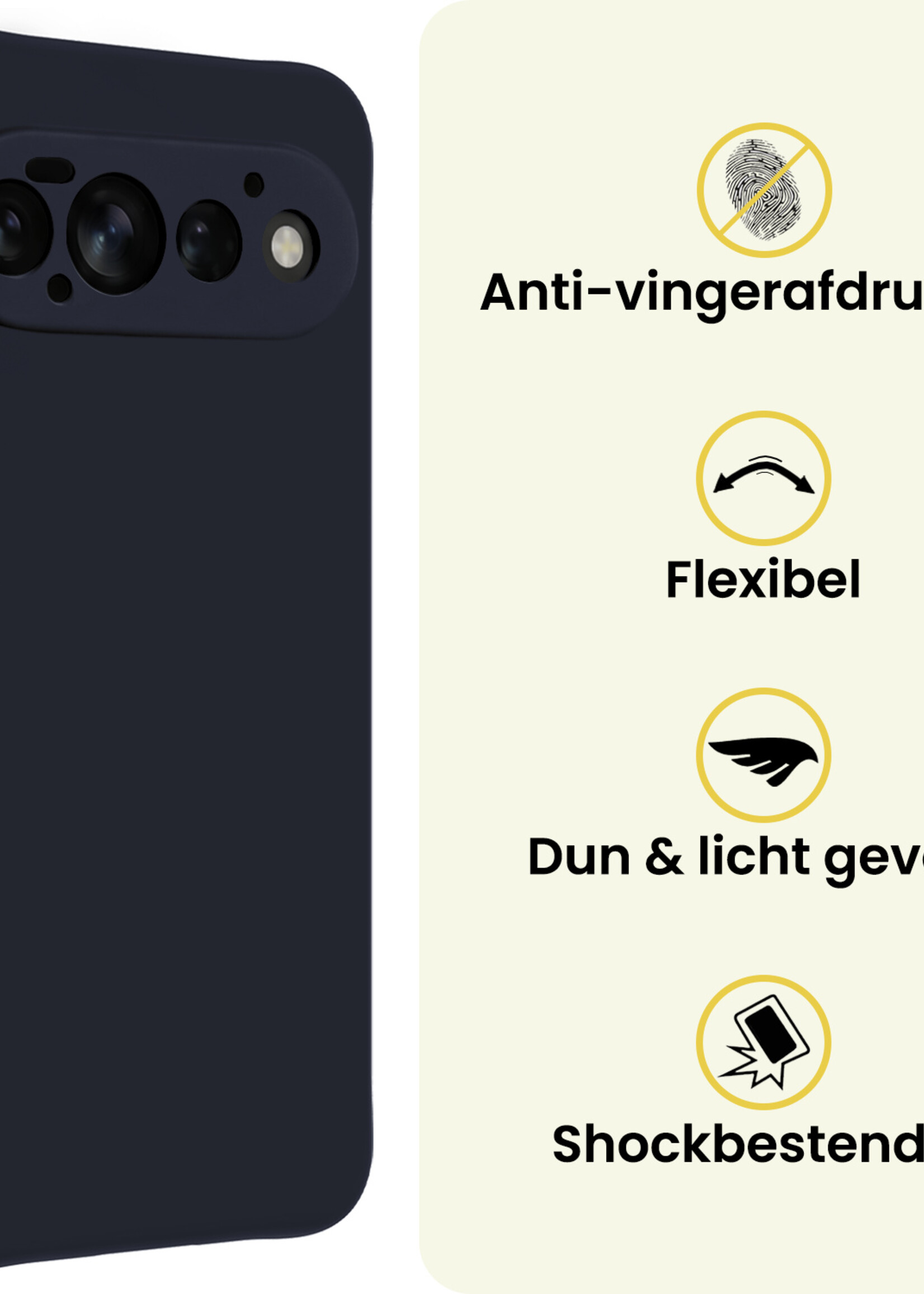 LUQ LUQ Google Pixel 11 Pro Hoesje Siliconen Met 2x Screenprotector - Donkerblauw