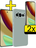 LUQ LUQ Google Pixel 11 Pro Hoesje Siliconen Met 2x Screenprotector - Lichtblauw