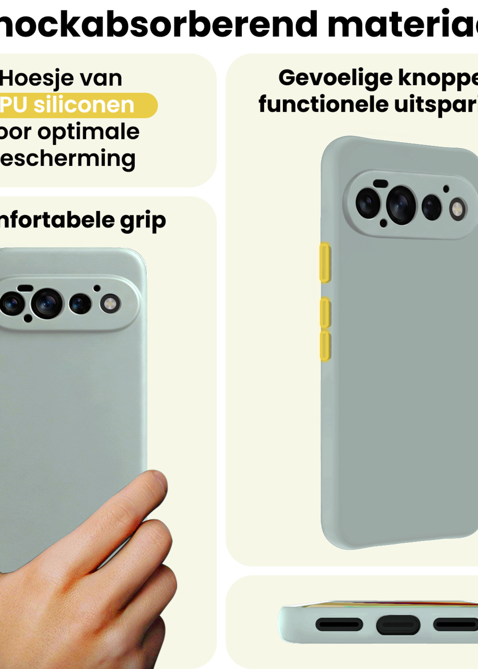 LUQ LUQ Google Pixel 11 Pro Hoesje Siliconen Met 2x Screenprotector - Lichtblauw
