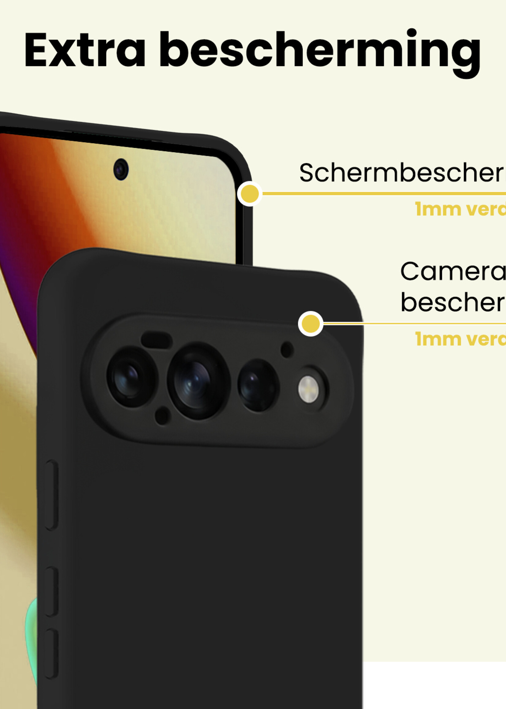 LUQ LUQ Google Pixel 11 Pro Hoesje Siliconen Met 2x Screenprotector - Zwart