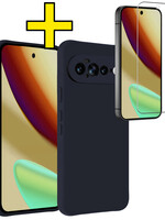 LUQ LUQ Google Pixel 11 Pro XL Hoesje Siliconen Met Screenprotector - Donkerblauw