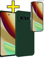 LUQ LUQ Google Pixel 11 Pro XL Hoesje Siliconen Met Screenprotector - Donkergroen