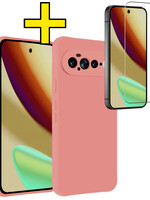 LUQ LUQ Google Pixel 11 Pro XL Hoesje Siliconen Met Screenprotector - Lichtroze