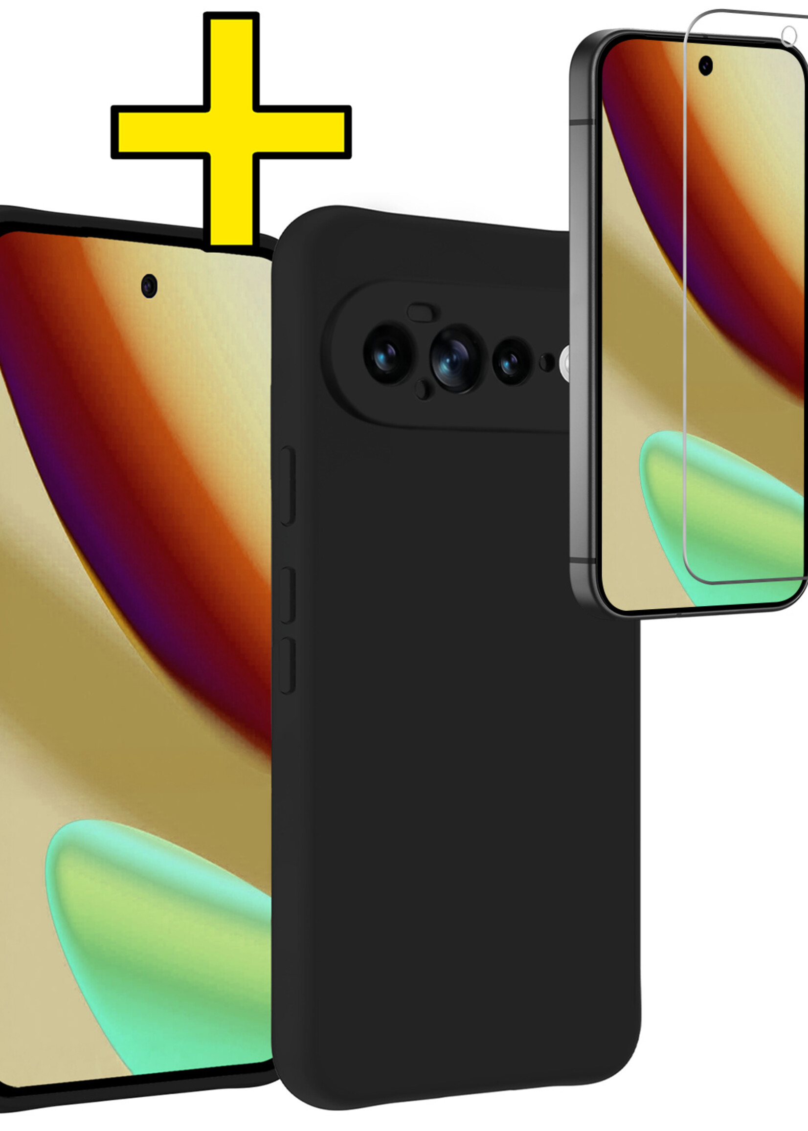 LUQ LUQ Google Pixel 11 Pro XL Hoesje Siliconen Met Screenprotector - Zwart