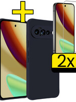 LUQ LUQ Google Pixel 11 Pro XL Hoesje Siliconen Met 2x Screenprotector - Donkerblauw
