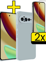 LUQ LUQ Google Pixel 11 Pro XL Hoesje Siliconen Met 2x Screenprotector - Lichtblauw
