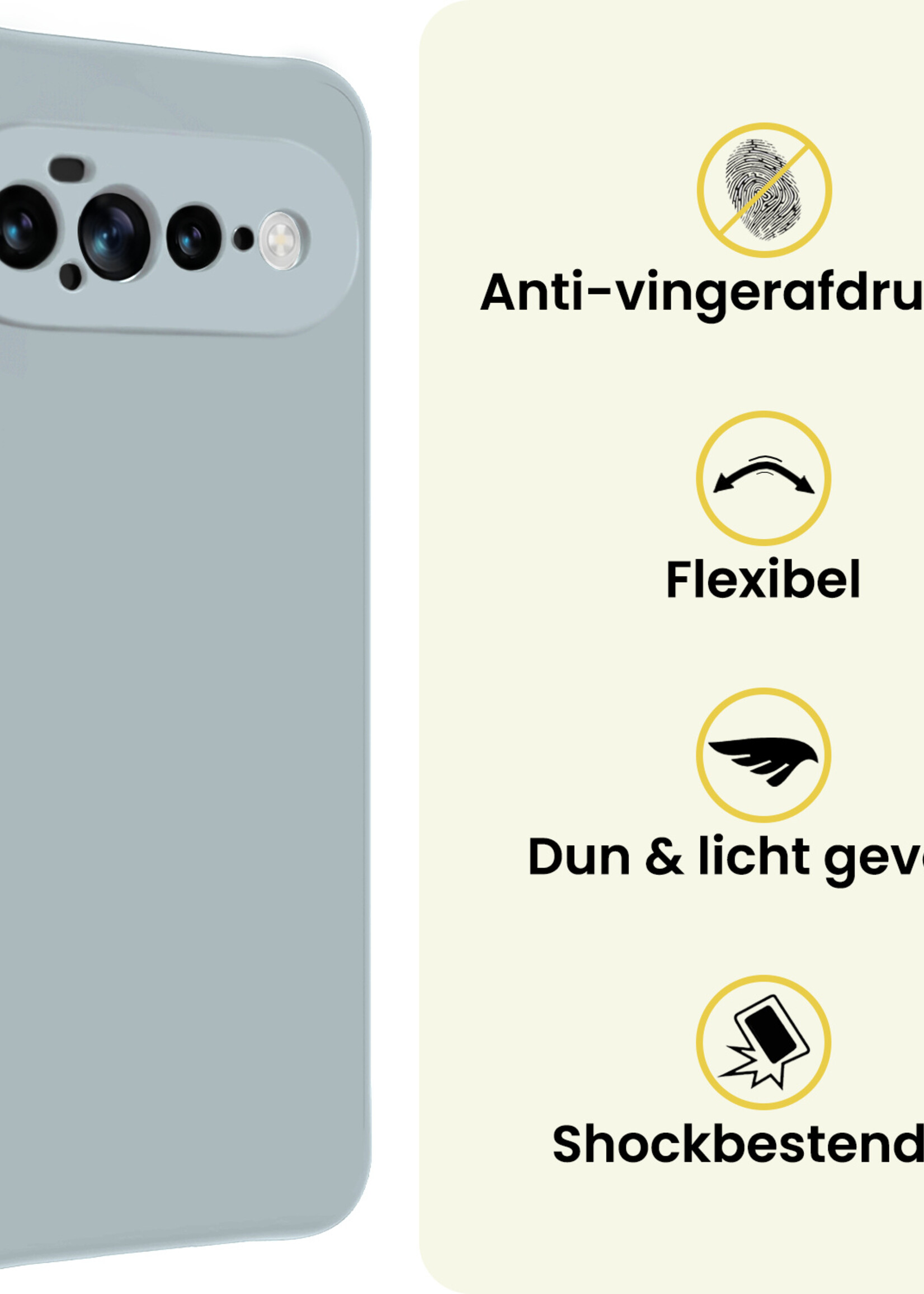 LUQ LUQ Google Pixel 11 Pro XL Hoesje Siliconen Met 2x Screenprotector - Lichtblauw