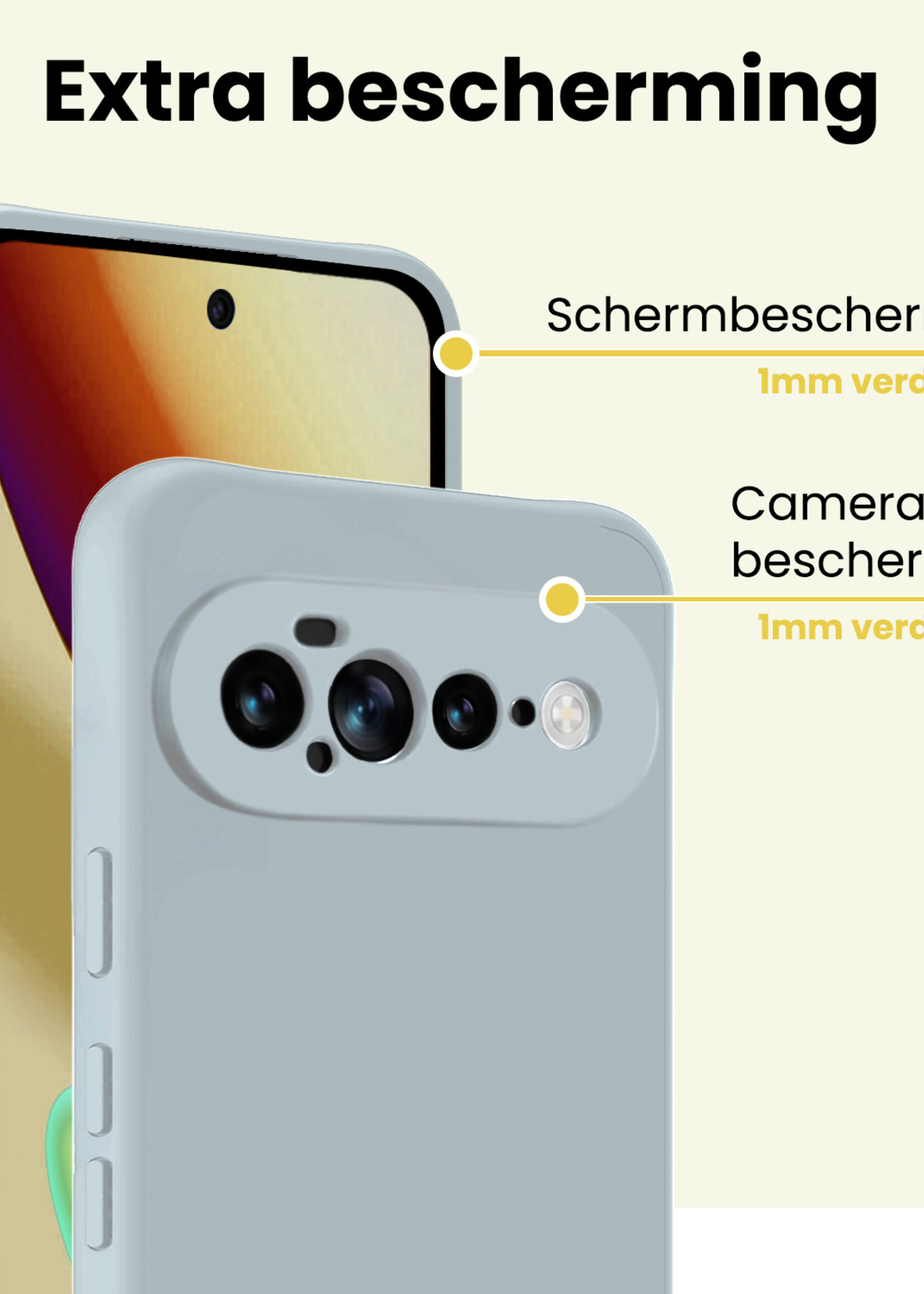 LUQ LUQ Google Pixel 11 Pro XL Hoesje Siliconen Met 2x Screenprotector - Lichtblauw