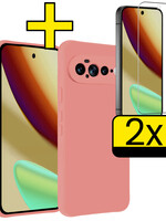 LUQ LUQ Google Pixel 11 Pro XL Hoesje Siliconen Met 2x Screenprotector - Lichtroze