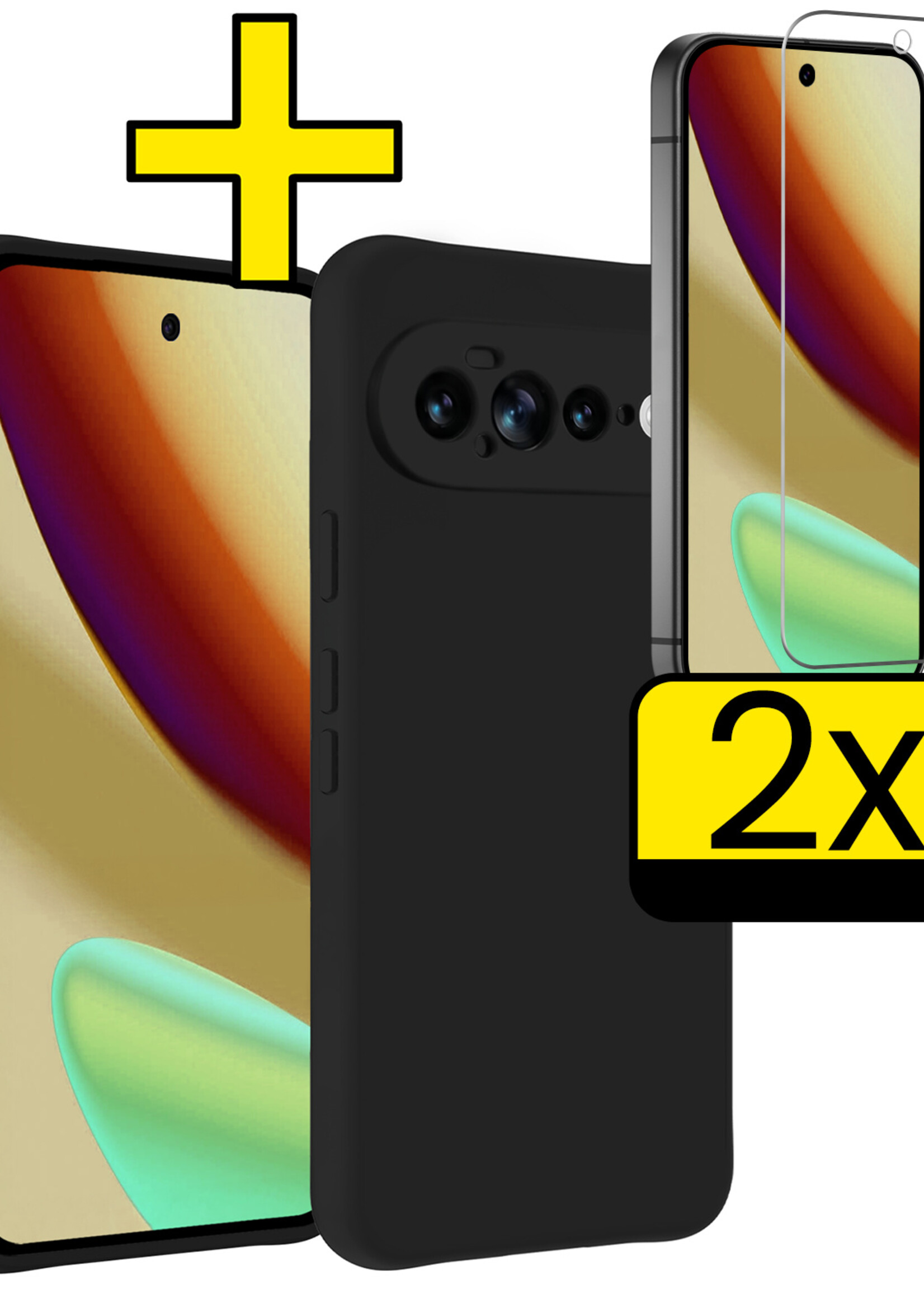 LUQ LUQ Google Pixel 11 Pro XL Hoesje Siliconen Met 2x Screenprotector - Zwart