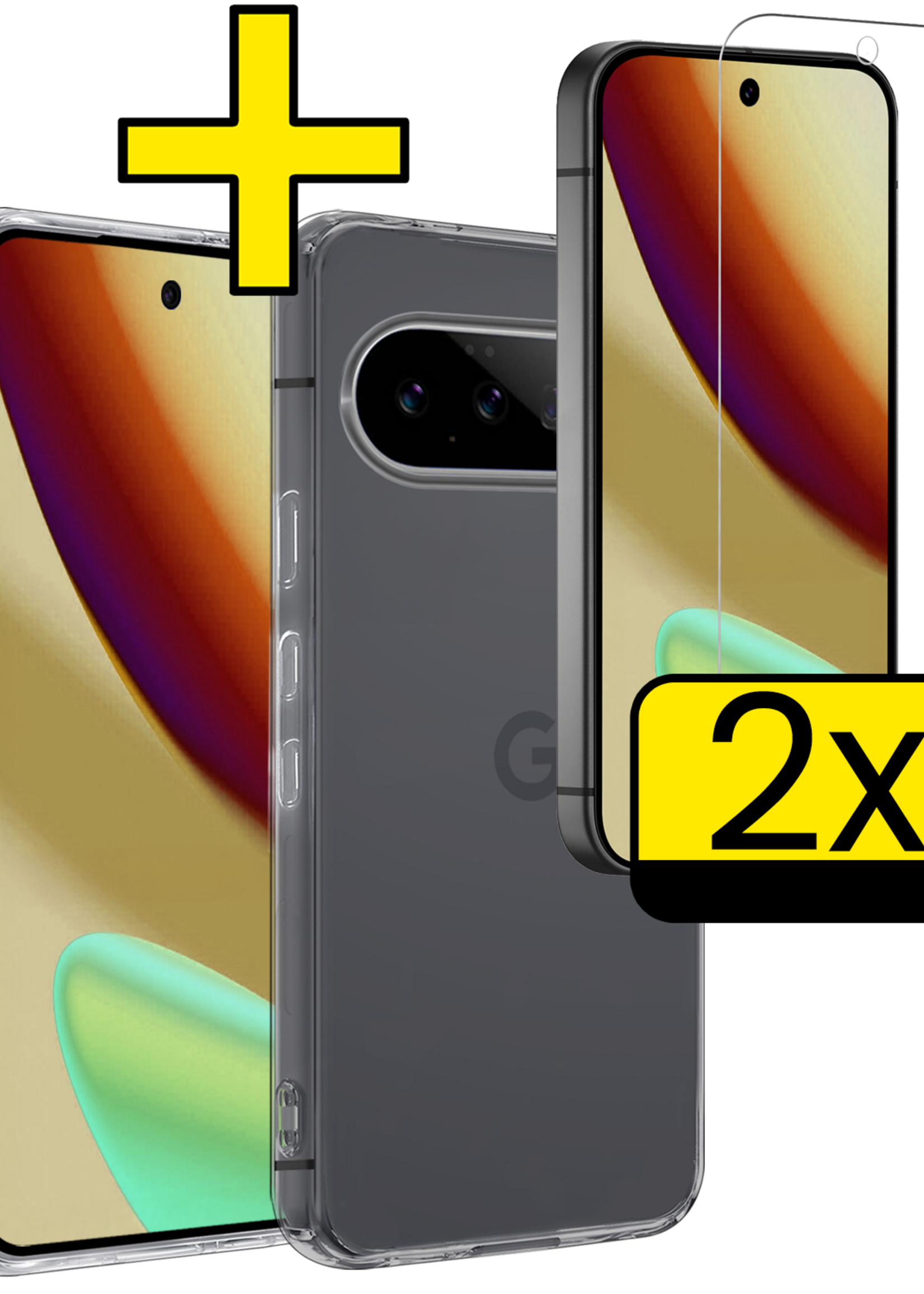 LUQ LUQ Google Pixel 11 Pro Hoesje Siliconen Met 2x Screenprotector - Transparant