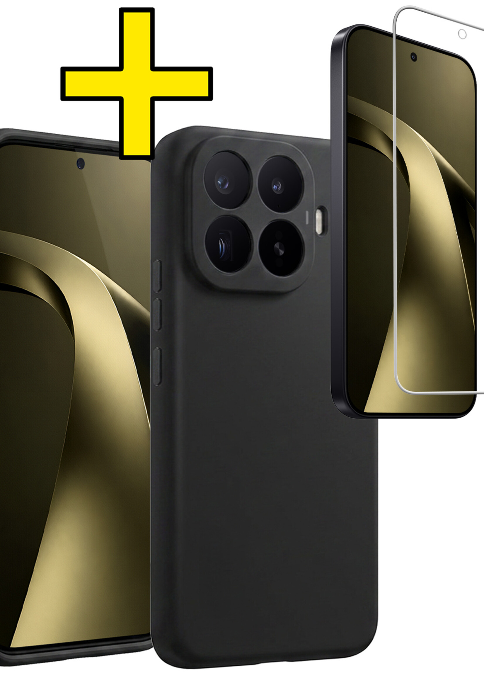 LUQ LUQ Xiaomi 17T Hoesje Siliconen Met Screenprotector - Zwart