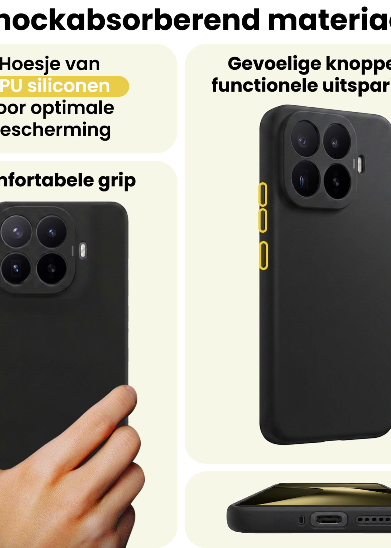 LUQ LUQ Xiaomi 17T Hoesje Siliconen Met 2x Screenprotector - Zwart