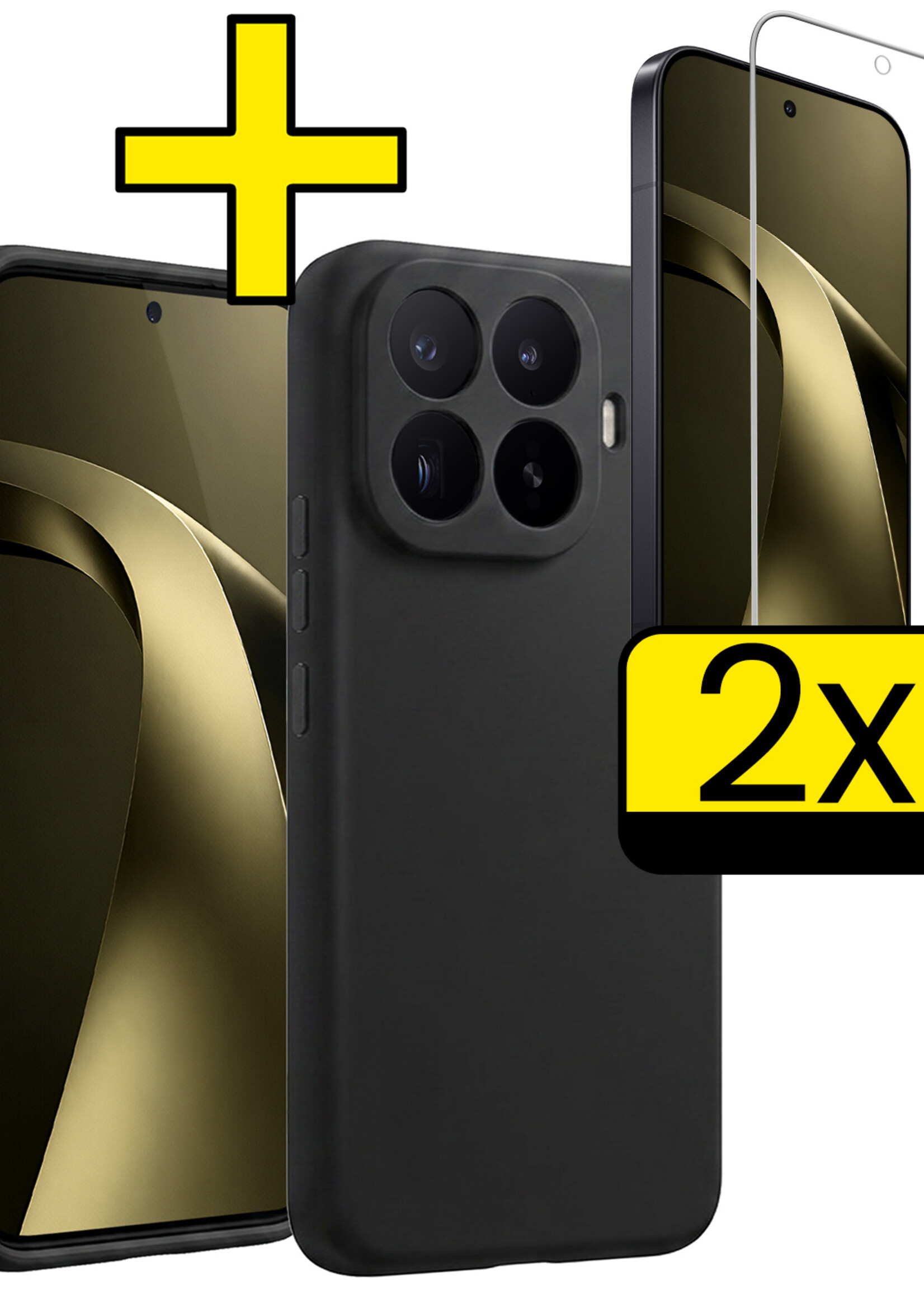 LUQ LUQ Xiaomi 17T Pro Hoesje Siliconen Met 2x Screenprotector - Zwart