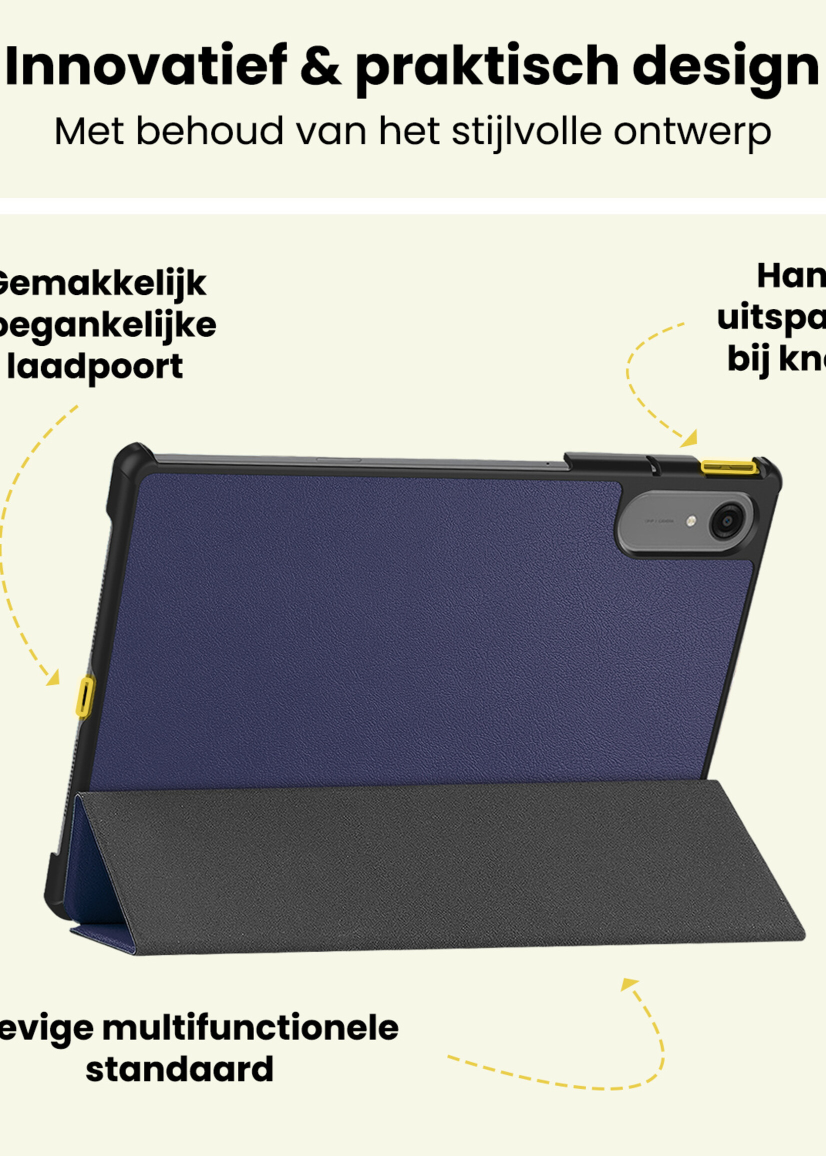 LUQ LUQ Lenovo Idea Tab Pro Gen 2 Hoesje Met Screenprotector - Donkerblauw