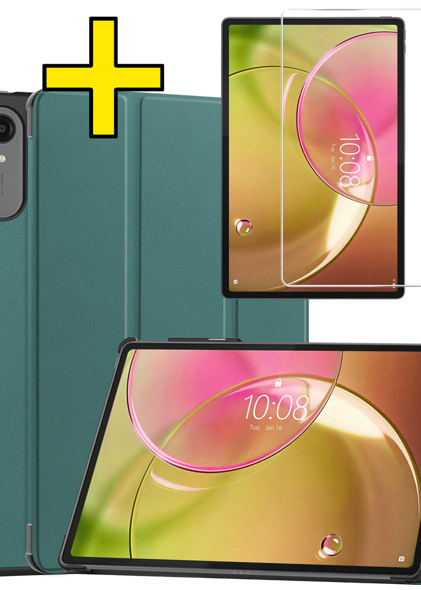LUQ LUQ Lenovo Idea Tab Pro Gen 2 Hoesje Met Screenprotector - Donkergroen