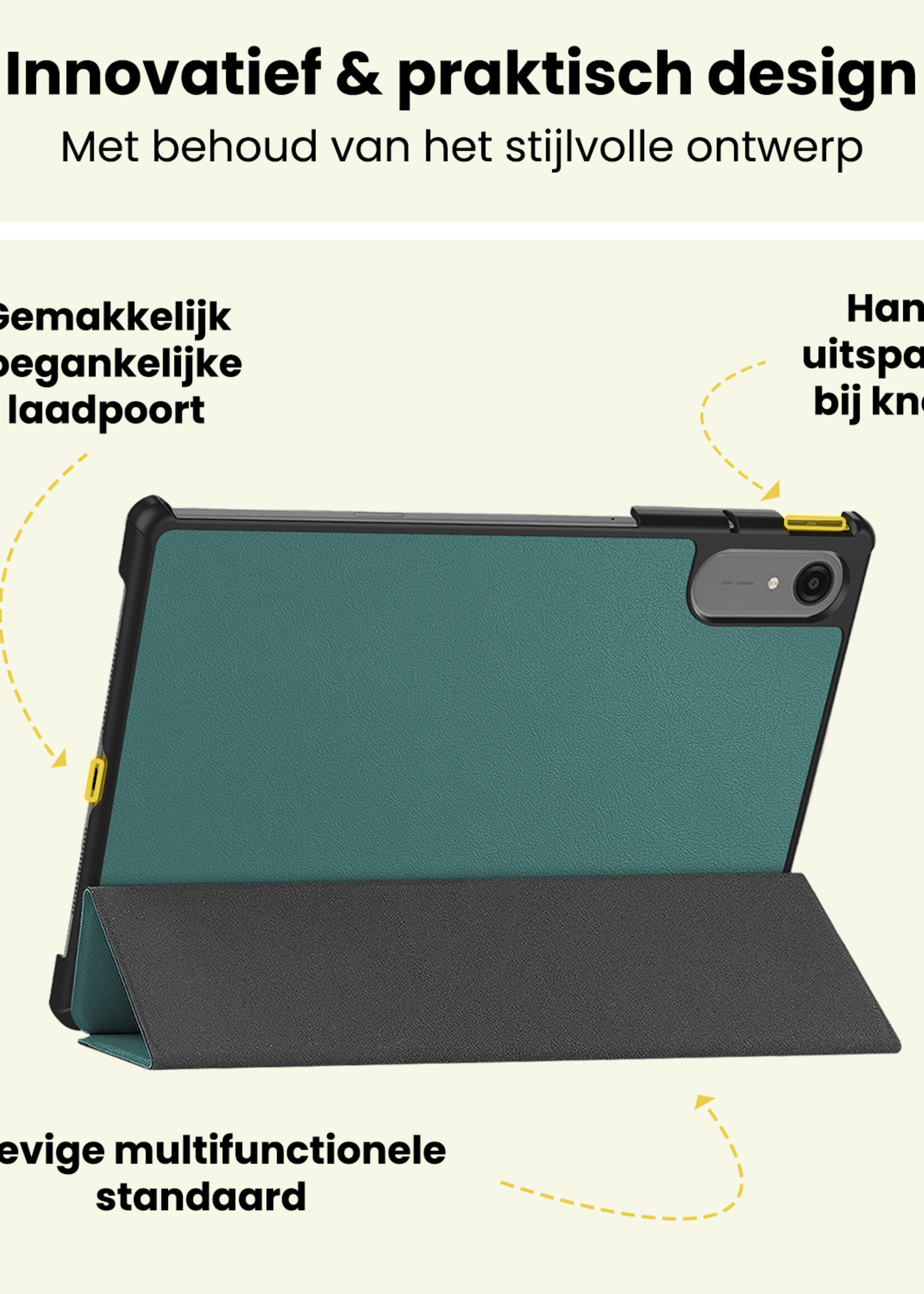 LUQ LUQ Lenovo Idea Tab Pro Gen 2 Hoesje Met Screenprotector - Donkergroen