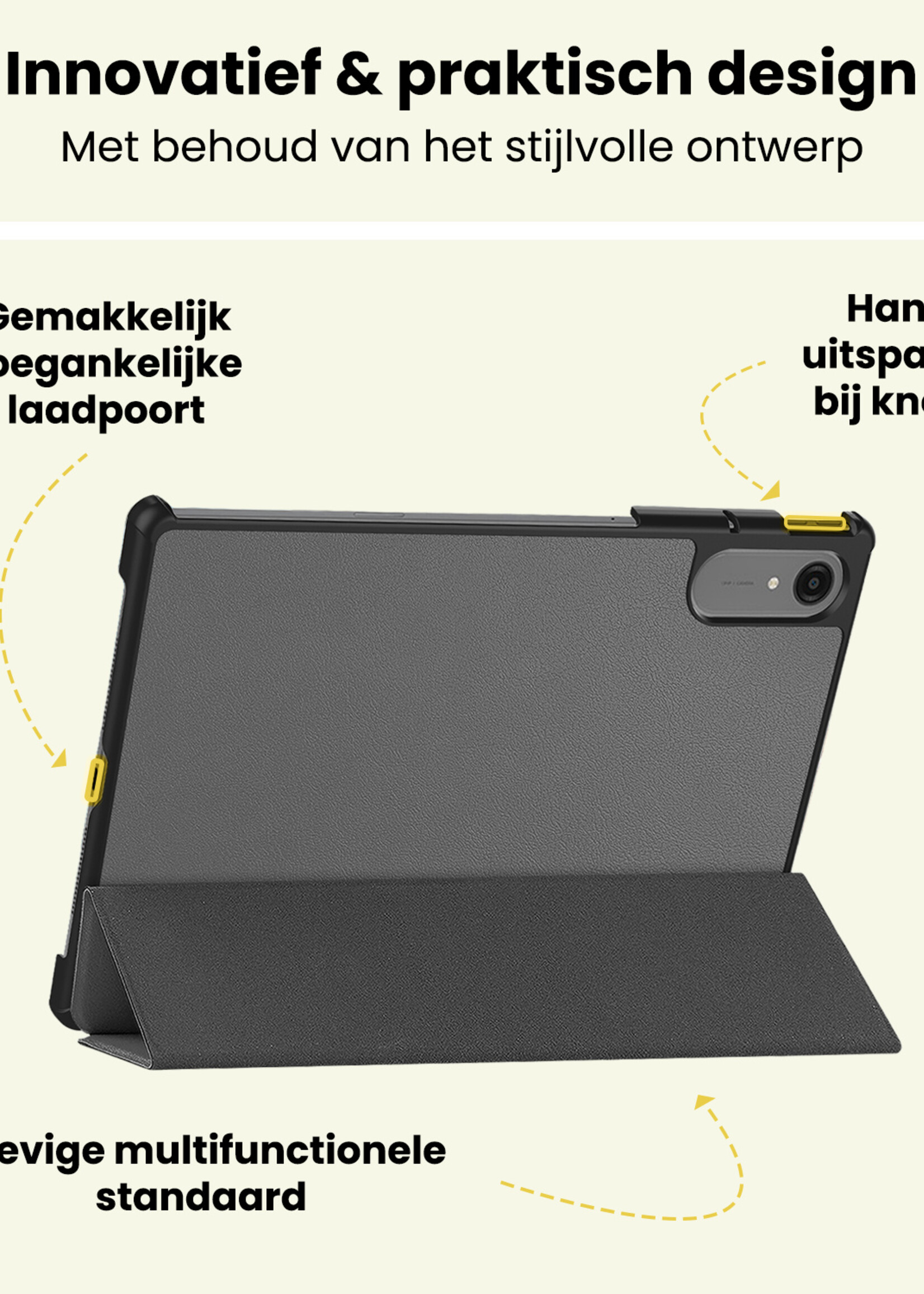 LUQ LUQ Lenovo Idea Tab Pro Gen 2 Hoesje Met Screenprotector - Grijs