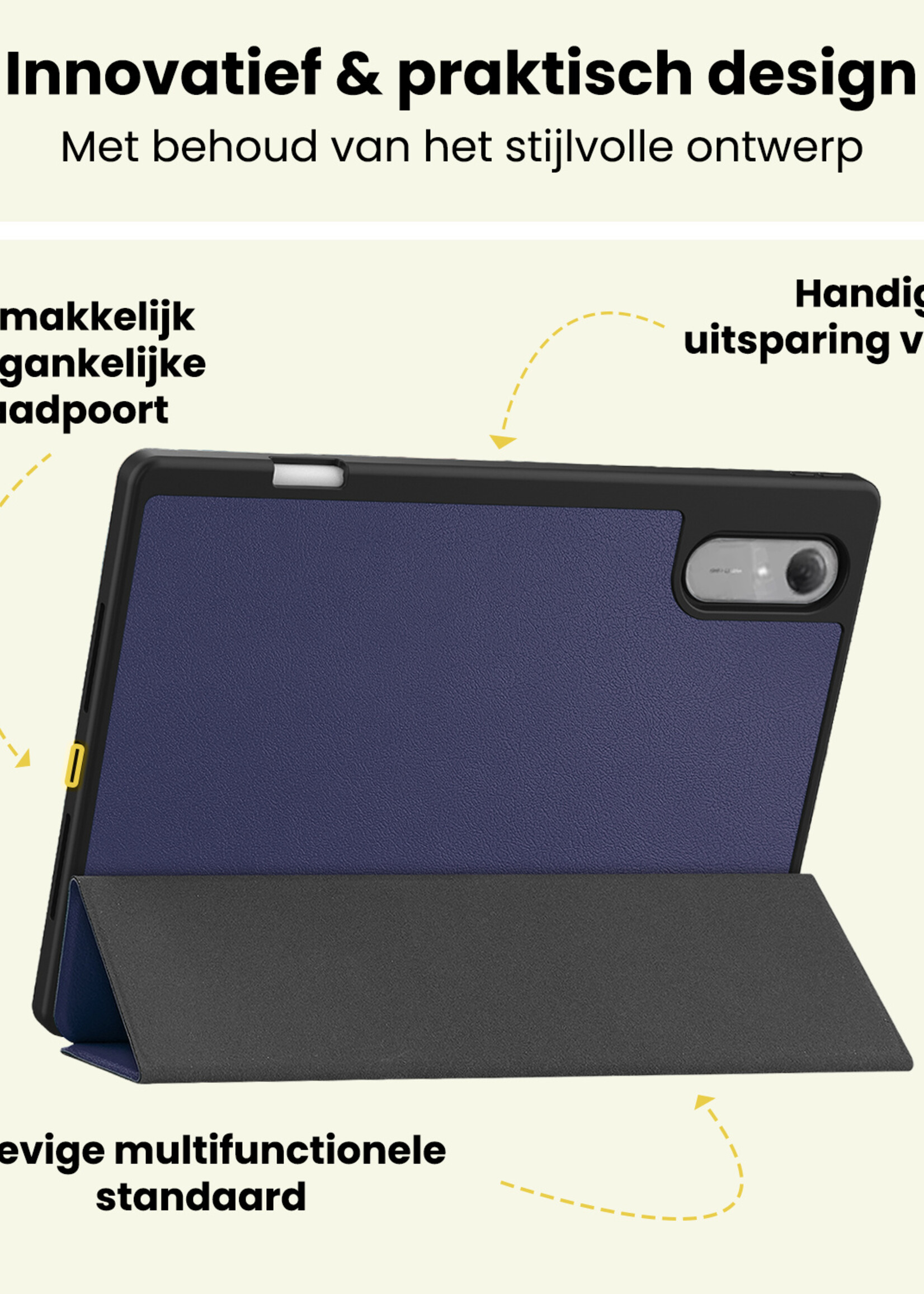 LUQ LUQ Lenovo Idea Tab Pro Gen 2 Hoesje Met Uitsparing Lenovo Pen - Donkerblauw