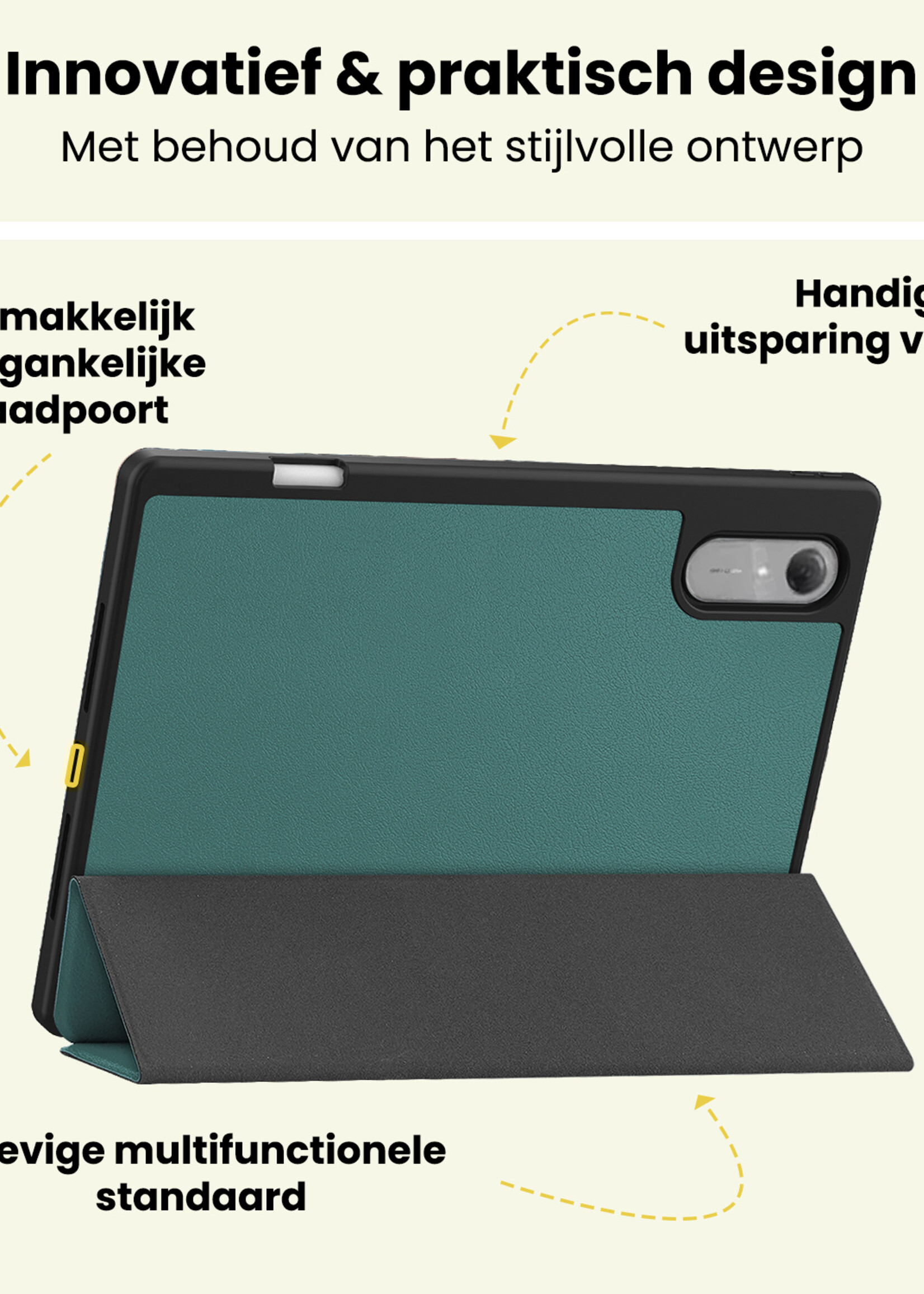 LUQ LUQ Lenovo Idea Tab Pro Gen 2 Hoesje Met Uitsparing Lenovo Pen - Donkergroen