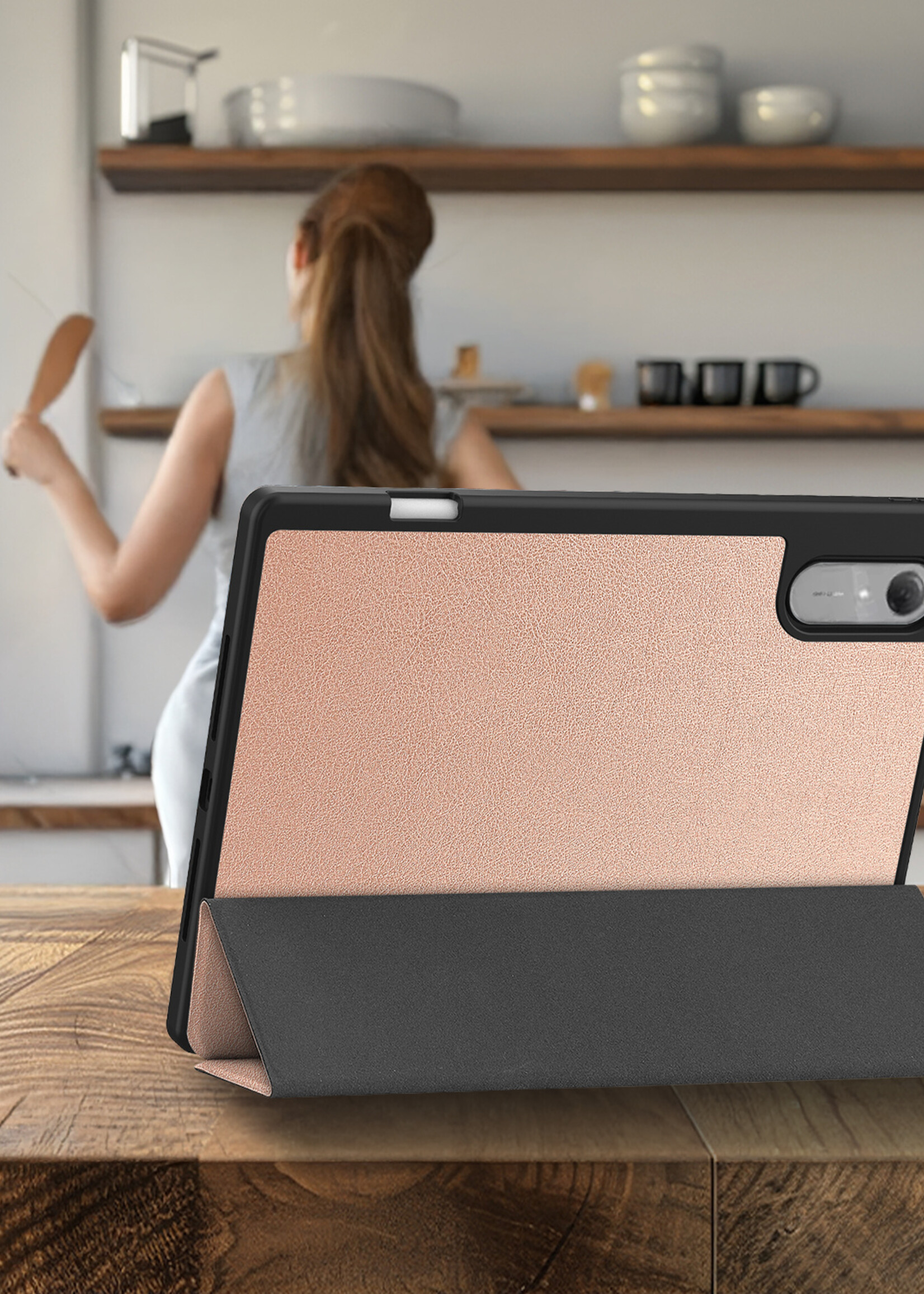 LUQ LUQ Lenovo Idea Tab Pro Gen 2 Hoesje Met Uitsparing Lenovo Pen - Rose Goud