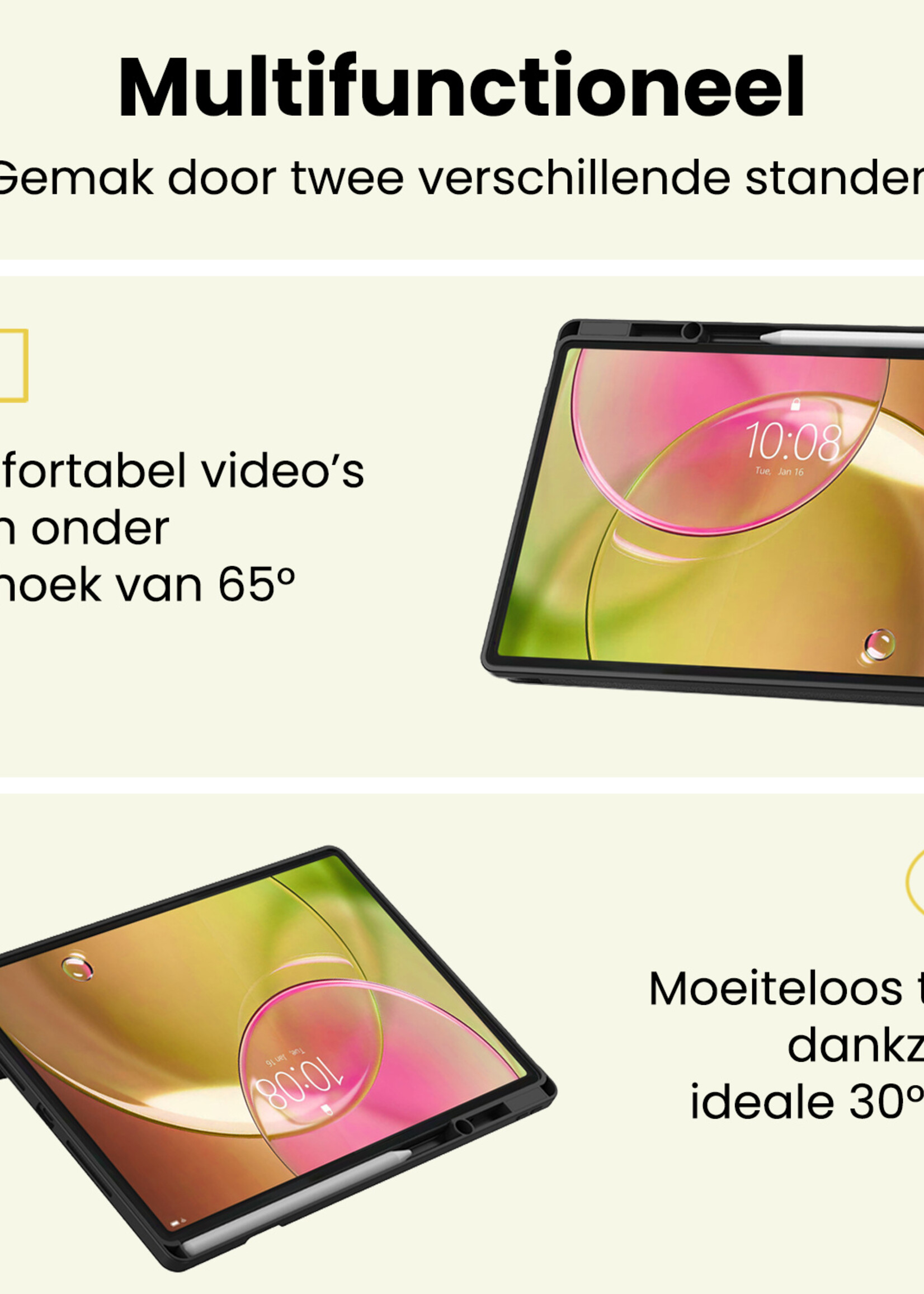 LUQ LUQ Lenovo Idea Tab Pro Gen 2 Hoesje Met Uitsparing Lenovo Pen - Zwart