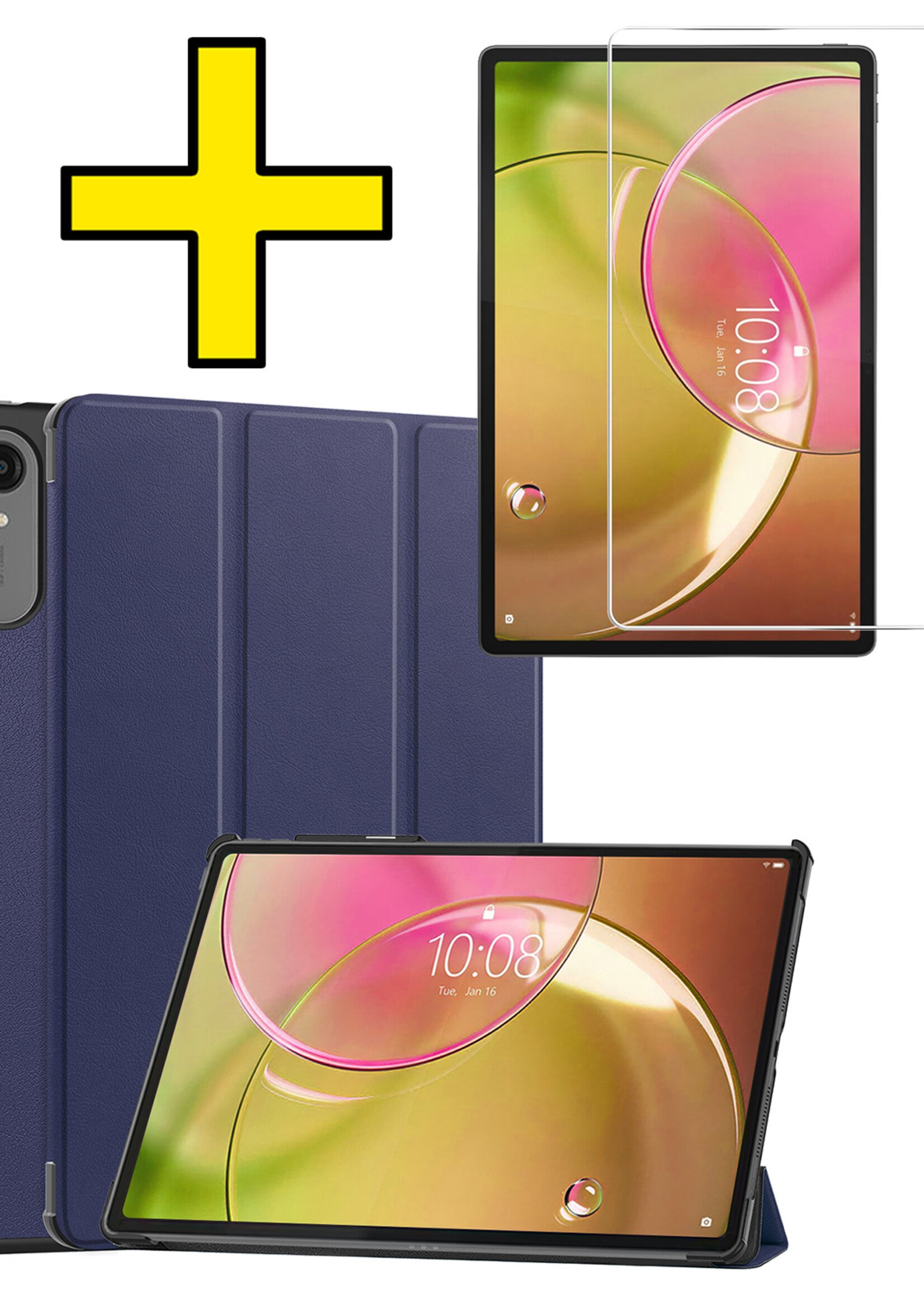 LUQ LUQ Lenovo Idea Tab Pro Gen 2 Hoesje Met Uitsparing Lenovo Pen Met Screenprotector - Donkerblauw