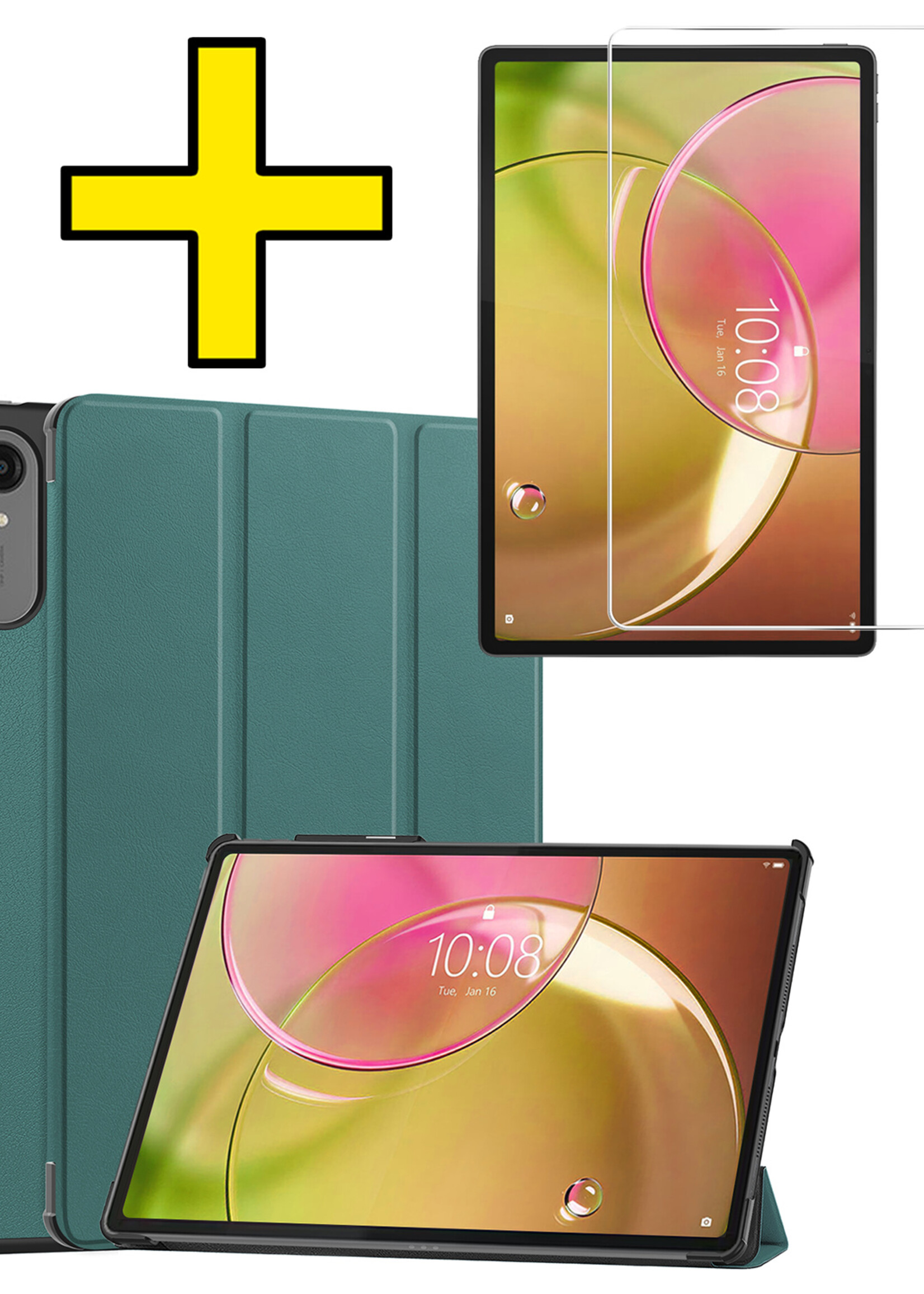 LUQ LUQ Lenovo Idea Tab Pro Gen 2 Hoesje Met Uitsparing Lenovo Pen Met Screenprotector - Donkergroen