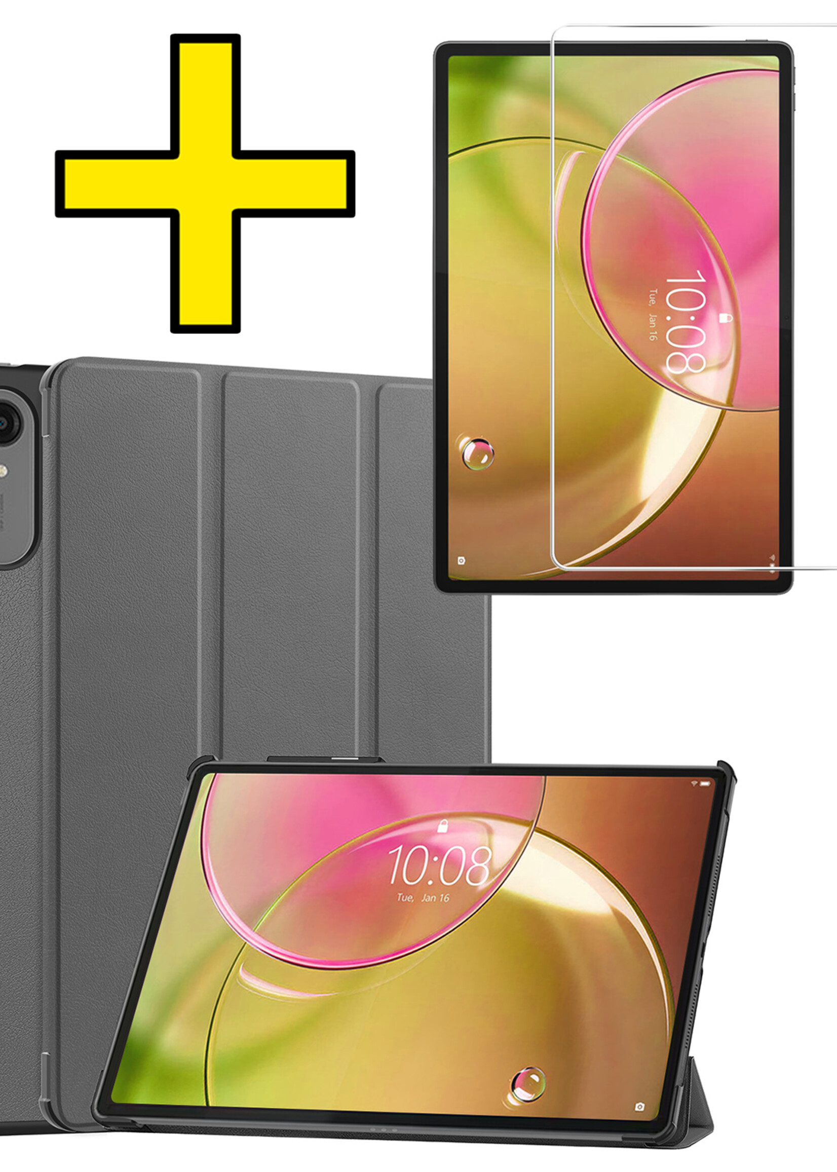 LUQ LUQ Lenovo Idea Tab Pro Gen 2 Hoesje Met Uitsparing Lenovo Pen Met Screenprotector - Grijs